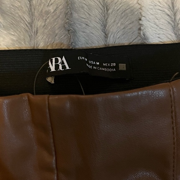 Zara High-Waisted Brown Faux Leather Leggings Size Medium - Picture 9 of 11